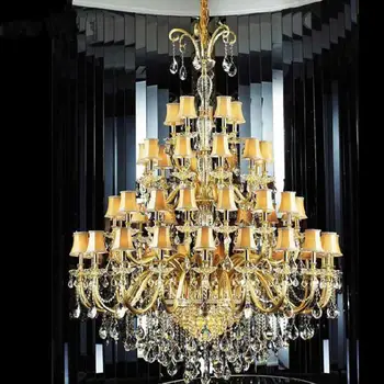 Dvipusis namas, 48-arm šiuolaikinės champagne gold Kristalų Liustra Apšvietimo Didelis penthouse villa kambarį Šviestuvo Šešėlyje Blizgesio