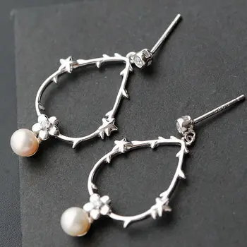 Ecoworld Ge vertus nustatyti gamtos perlų auskarai, juvelyriniai dirbiniai didmeninė mados gėlės lašas 925 Sidabro Auskarai