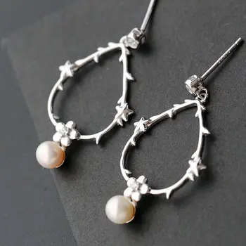 Ecoworld Ge vertus nustatyti gamtos perlų auskarai, juvelyriniai dirbiniai didmeninė mados gėlės lašas 925 Sidabro Auskarai