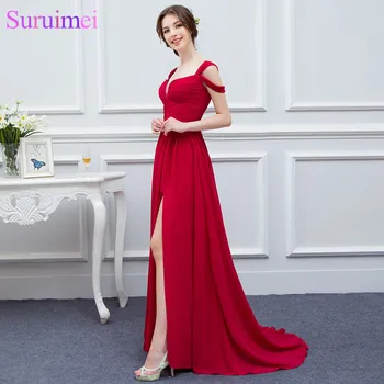 Elegancija Raudona Merginos Vakare Gown Žemų Dažnių Aukštų Ritininės Pusiau Oficialų Ilgą Šifono Vakaro Suknelė