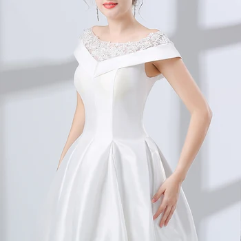 Elegantiška Baltos Spalvos A-Line Wedding Suknelė Ilgai 2018 Scoop Off Peties Zawalcowany Nėriniai Plius Dydis Vestuvių Suknelė Vestuvių Suknelė Vestido De Noiva