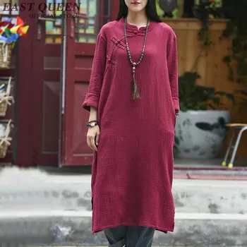 Elegantiška, didelio dydžio palaidinė ilgomis rankovėmis mandarinų apykaklės, palaidinės moterims 2017 Kinų stiliaus palaidinė marškinėliai linine skraiste AA2843 YQ