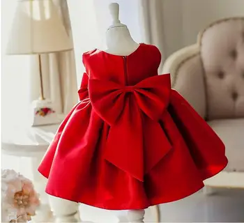 Elegantiškas Mergina Dress 2017 Mados Raudona Satino China Bow Rankovių Šalies Tiulio Gėlių Princesė Vestuvių Suknelės Gimtadienio Kamuolys Suknelė
