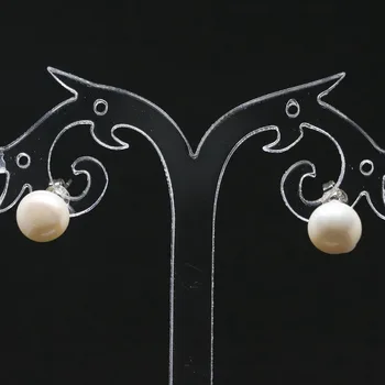 Elegantiškas, natūralus baltas 9-10mm apvalių gėlavandenių perlų karoliai, auskarai nustatyti, krištolo karoliukai, metalinės moterų papuošalai 20inch B1424