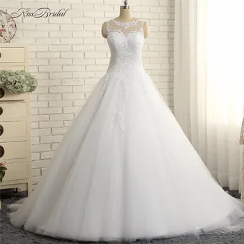 Elegantiškas Naujas-line Tiulio Vestuvių Suknelės Aukšto Kaklo Vien Užtrauktukas Atgal Elegantiškos Vestuvinės Suknelės vestido de casamento