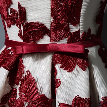 Elegantiškas O-Kaklo-Line Grindų ilgis Nėrinių vakarinę Suknelę Pigūs Siuvinėjimo Prom Dresses Chalatas De Soiree Šalis Suknelė