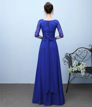 Elegantiškas Royal Blue Vakaro Suknelės 2018 Mados Nėriniai Pusė Rankovėmis Chalatas De Soiree Ilgai Oficialią Vakaro Drabužiai Plius Dydis