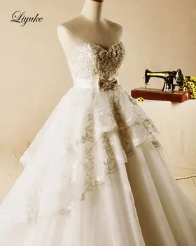 Elegantiškas, Tiulis Brangioji Iškirpte-Line Vestuvių Suknelė Teismas Traukinio Duobute Appliques Siuvinėjimo Nuotakos Suknelė Liyuke