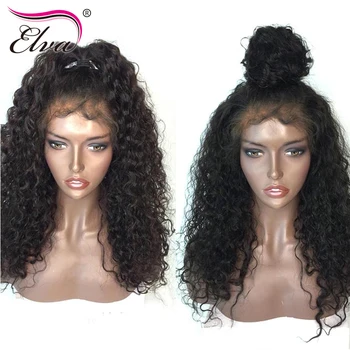 Elva Hair Lace Front Human Hair Wigs Curly Brazilian Remy Hair Lace Front Wig With Baby Hair Pre Plucked Natural Hariline 8-26''