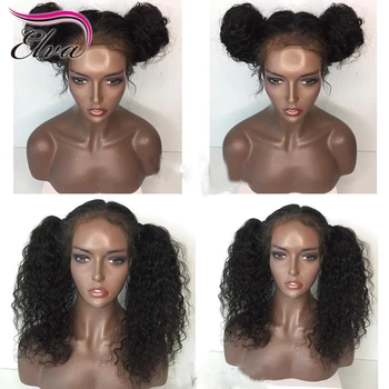 Elva Hair Lace Front Human Hair Wigs Curly Brazilian Remy Hair Lace Front Wig With Baby Hair Pre Plucked Natural Hariline 8-26''
