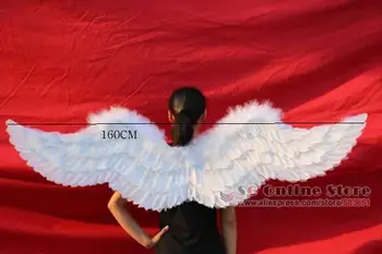 EMS Nemokamas pristatymas individualų Unikalių Dekoro rekvizitai, vestuvių šalies namų photoshoot balta juoda geltona angelas plunksnų sparnus