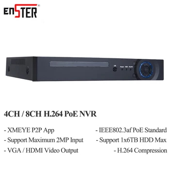 ENSTER 48V 4CH 8CH 1080P PoE Tinklo Vaizdo įrašymo Paramos IEEE802.3af Power over Ethernet-XMEYE Smartfon APP Nuotolinio Peržiūros