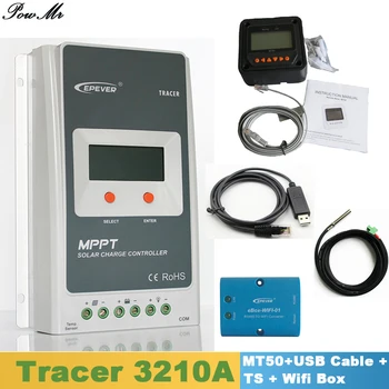 EPever Bandomųjų 3210A Saulės Reguliatorius 30A 12V24V MPPT Reguliatorius su MT50 Ekranas/USB Kabelis/Temperatūros Jutiklis/Wi-fi Box Įskaitant