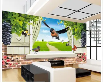 Erelis vynuogių dangaus kambarį, TV foną, sienos 3d tapetai Namų Puošybai photo 3d tapetai