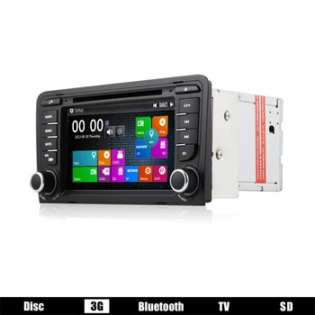 Eunavi 2 Din Car DVD Grotuvas AUDI A3 S3 RS3 Su 3G USB GPS BT IPOD FM RDS žemų dažnių garsiakalbis su automobilio radijo, GPS Navigacijos Nemokami Žemėlapiai