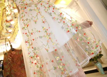 Europa ir Jungtinės amerikos valstijos retro suknelė vasaros gėlių siuvinėjimo Tinklelio, didelio dydžio moteriški suknelė iki 2017 m. vasaros naują TB7601