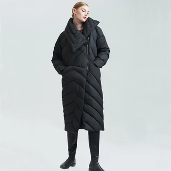 European Winter Women Down Parkas Coats Turn Down Collar 80% Duck Down Lady X-Long Plus Size Overcoat 4XL 5XL LF4149