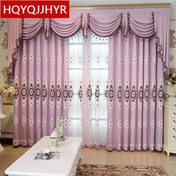 Europoje prabangių violetinė siuvinėtos Užuolaidos Kambarį High-end villa užuolaidų Audinys Miegamasis, Virtuvė/Hotel Užuolaidos