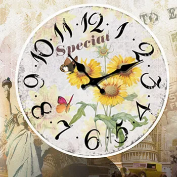 Europoje Retro Laikrodis Kūrybos kambarį Amerikos restoranas Saulėgrąžų laikrodis Paprastas, dekoratyvinis laikrodis Miegamasis mados kvarcinis laikrodis