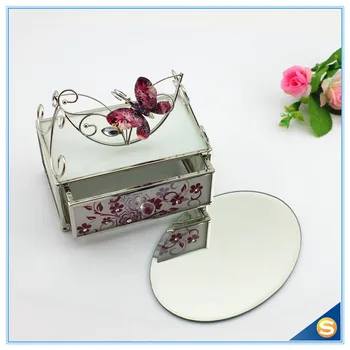 Europoje tipas stiliaus gėlių su drugelio stiklo, krištolo papuošalų dėžutė apdaila SCJ598-MB