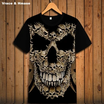 Europos Amerikietiško stiliaus 3D kūrybos demonas kaukolė spausdinti hip-hop ' o t-shirt Vasaros 2018 Naujas mados trumpas rankovės marškinėliai vyrams, S-6XL