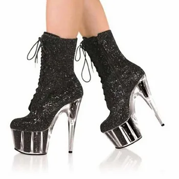 Europos ir Amerikos žvaigždžių spektaklis moterų batai, 15cm itin aukšto kulno batai naują pavasario batai, flash milteliai su nedideliu Šokių Bateliai