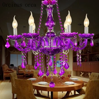 Europos prabangos Spalva Violetinė Žvakė Liustra šiuolaikinio gyvenimo kambario restoranas Kristalų Liustra Pašto nemokamai