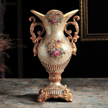Europos prabangus retro didelis vaza dekoratyvinių gėlių ausis klijuoti gręžimo modeliavimas gėlių nustatyti, gėlių vaza