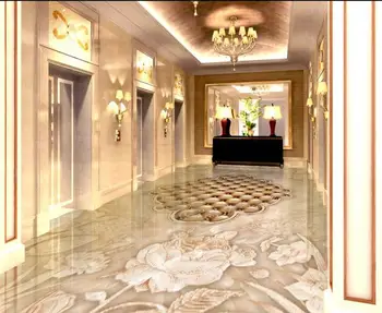 Europos ranka-dažytos gėlės HD 3d grindys modelis tapetai lipnios vandeniui PVC 3d tapetai, grindų dažymas