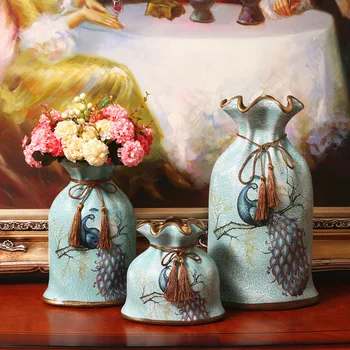 Europos retro stiliaus dekoratyvinė vaza Amerikos Kaimo povas keramikos vaza high-end namų baldai