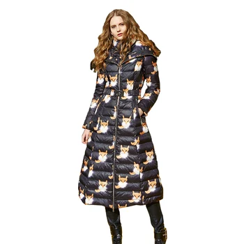Europos Spausdinti Žiemos Moterys Parkas Žemyn Paltai Striukės Lady Šiltas Slim Viršutiniai drabužiai Paltas Plius Dydis LF4206
