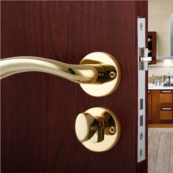 Europos stiliaus durų spynos, Interjeras, miegamojo durų rankena, spyna, rankena, gryno vario core užraktas PVD aukso magnetinis durų užraktas