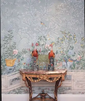 Europos stiliaus Rankomis dažyti šilko tapetai tapyba su gėlių paukščių VERTUS, DAŽYTOS SIENOS POPIERIAUS WALLCOVERING daug nuotraukų pasirinktinis