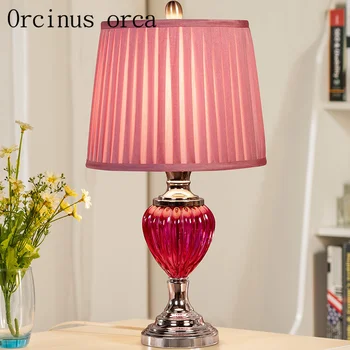 Europos stiliaus vestuvių kambarys dovana lempos gyvenamojo kambario, miegamojo, naktiniai staleliai, lempa, modernus minimalistinio šiltas pink kūrybos stiklo lempa