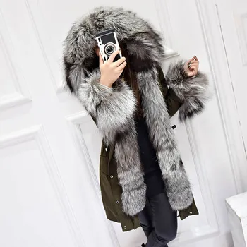 Europos Stilingas Ms Kailio parko 2017 Moterų Nekilnojamojo Fox Fur Coat Originali lapės Kailio Pamušalas Drabužis Išankstinio pardavimo Ilgai Skirsnį Žemyn Striukė B15