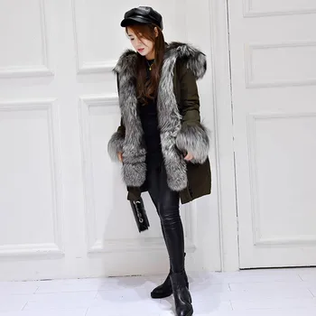 Europos Stilingas Ms Kailio parko 2017 Moterų Nekilnojamojo Fox Fur Coat Originali lapės Kailio Pamušalas Drabužis Išankstinio pardavimo Ilgai Skirsnį Žemyn Striukė B15