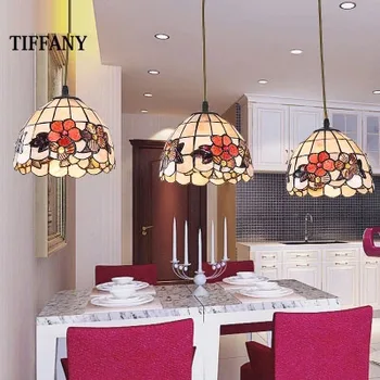 Europos Tiffany retro shell Viduržemio jūros sielovados Sieniniai šviestuvai 3 Linijos Vadovas luminaria teto kabinti Lempas vidaus Apdaila