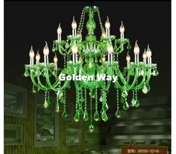 Europos Šiuolaikinės Žalia K9 Kristalų Liustra Blizgesio Krištolo Sietynai Šviesos Blizgikliai De Cristal Šviestuvo LED AC Vila Apšvietimas