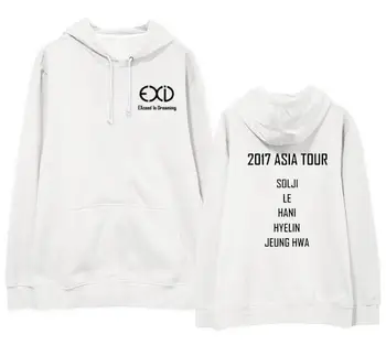 Exid azijos turo koncertas pat visų nario vardas spausdinimo vilnos/plonas hoodies, skirtas kpop fanams unisex laisvas megztinis palaidinukė