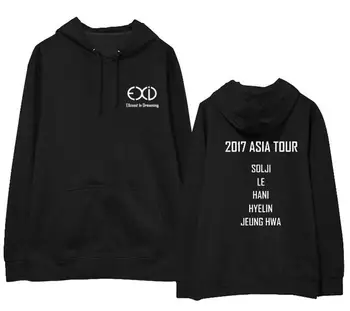 Exid azijos turo koncertas pat visų nario vardas spausdinimo vilnos/plonas hoodies, skirtas kpop fanams unisex laisvas megztinis palaidinukė