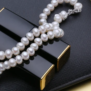 FENASY Perlų Papuošalai,natūralių perlų vėrinį 8-9mm,širdies Mygtuką dizaino moterų KLASIKINIS Karoliai choker karoliai Kalėdų dovana