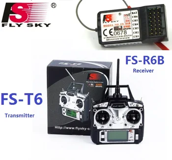 Flysky FS-T6 FS T6 6ch 2.4 g w/ LCD Ekrano RC Siųstuvas + FS R6B Imtuvas Heli Plokštumos, RC Nepilotuojamų Lėktuvų Quadecopter