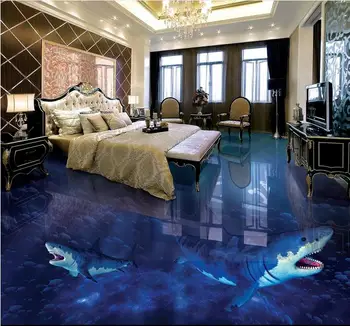 Fono paveikslėlis-roll-dydis pvc grindų sieniniai dokumentai namų dekoro Ryklių, žuvų, vinilo grindų danga atspari ugniai atsparus vandeniui kambarį 3d tapetai