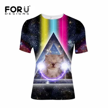 FORUDESIGNS Galaxy Visatos Erdvės marškinėliai Vyrams Kultūrizmo Fitneso Vyrų 3D Vilkas marškinėlius Atsitiktinis Tee Marškinėliai Vyrų Drabužiai Viršūnės