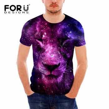 FORUDESIGNS Galaxy Visatos Erdvės marškinėliai Vyrams Kultūrizmo Fitneso Vyrų 3D Vilkas marškinėlius Atsitiktinis Tee Marškinėliai Vyrų Drabužiai Viršūnės