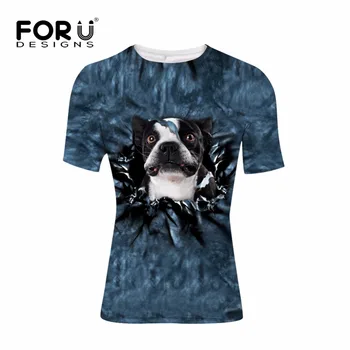 FORUDESIGNS Trumpas Rankovės Harajuku Animacija vyrų brand t-shirt juokinga spausdinti super power cat 3D marškinėliai denim blue vasaros viršūnes tees