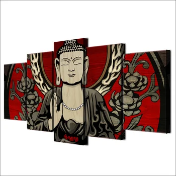 Framed 5 Panels Picture Buddha series HD Canvas Print Painting Artwork Wall Art Canvas painting Wholesale/11Y-ZT-9