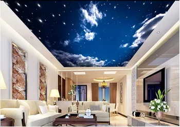 Freskos 3d tapetai Star mėlynos debesų riba 3d tapetai modernus gyvenamasis kambarys freskomis Namų Puošybai