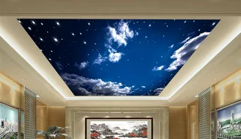 Freskos 3d tapetai Star mėlynos debesų riba 3d tapetai modernus gyvenamasis kambarys freskomis Namų Puošybai