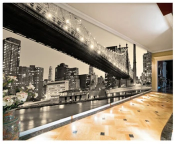 Freskos New York city night scene 3D tapetų spalva panorama 3D didelės freskomis užsakymą kambarį fone 3D tapetai